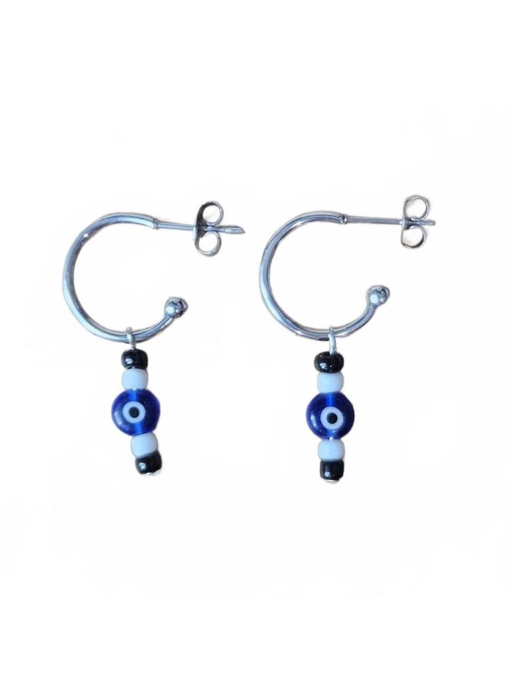 Evil Eye Protection Amulet Handmade Hoop Earrings Custom Evil Eye Jewelry MTO